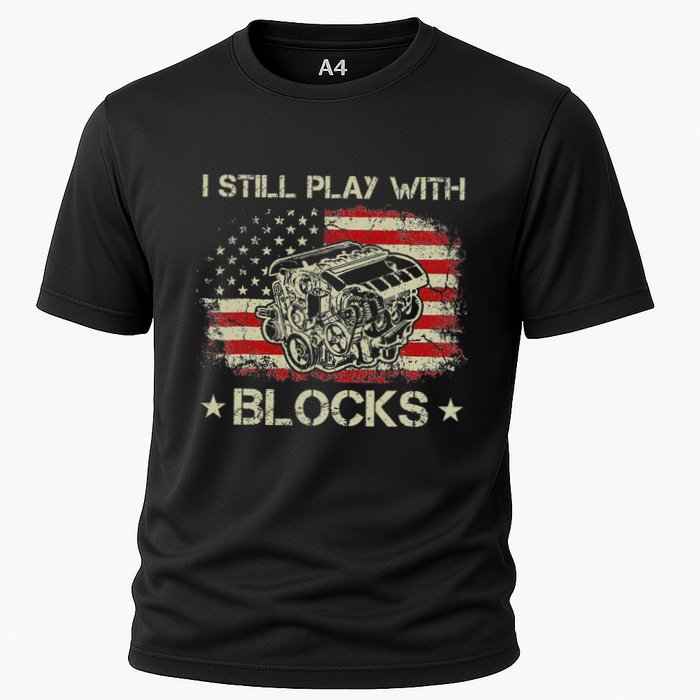 I Play With Blocks Mechanic Engine Block Car Mechanic Cooling Performance Crew T-Shirt
