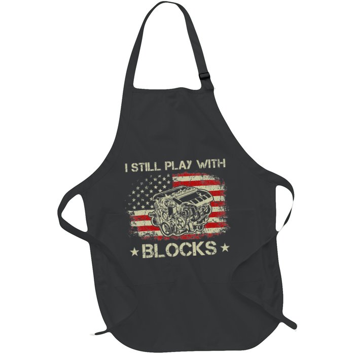 I Play With Blocks Mechanic Engine Block Car Mechanic Full-Length Apron With Pockets