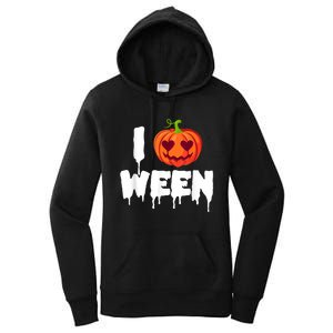 I Pumpkin Ween Funny Halloween Joke Quote Women's Pullover Hoodie