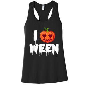 I Pumpkin Ween Funny Halloween Joke Quote Women's Racerback Tank