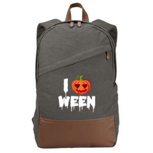 I Pumpkin Ween Funny Halloween Joke Quote Cotton Canvas Backpack