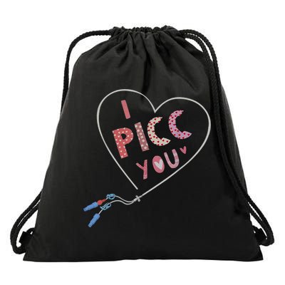 I Picc You Cute Heart Funny ICU ER Nurse Valentines Day Drawstring Bag