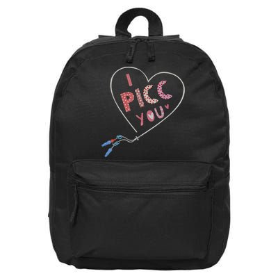 I Picc You Cute Heart Funny ICU ER Nurse Valentines Day 16 in Basic Backpack