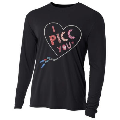 I Picc You Cute Heart Funny ICU ER Nurse Valentines Day Cooling Performance Long Sleeve Crew