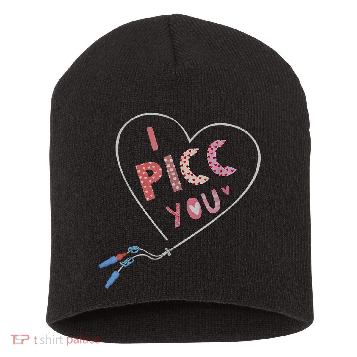 I Picc You Cute Heart Funny ICU ER Nurse Valentines Day Short Acrylic Beanie
