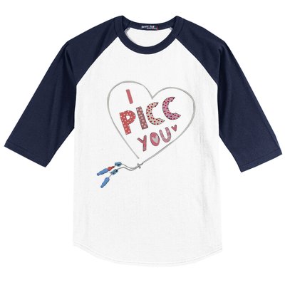 I Picc You Cute Heart Funny ICU ER Nurse Valentines Day Baseball Sleeve Shirt