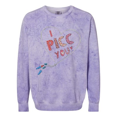 I Picc You Cute Heart Funny ICU ER Nurse Valentines Day Colorblast Crewneck Sweatshirt