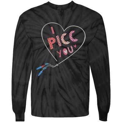 I Picc You Cute Heart Funny ICU ER Nurse Valentines Day Tie-Dye Long Sleeve Shirt