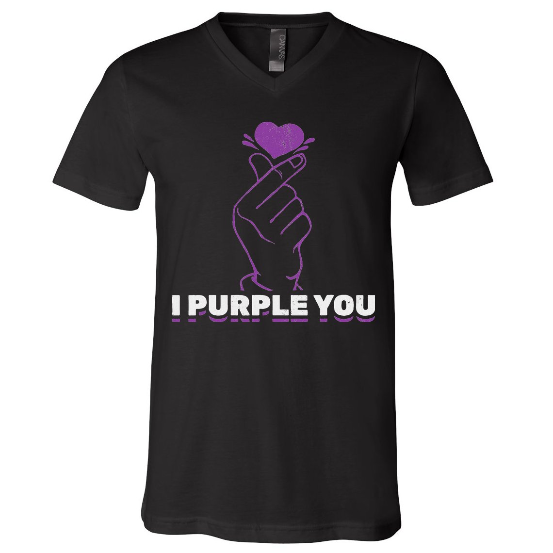 I Purple You Kdrama Korean Hand Symbol Kpop V-Neck T-Shirt