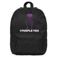 I Purple You Kdrama Korean Hand Symbol Kpop 16 in Basic Backpack