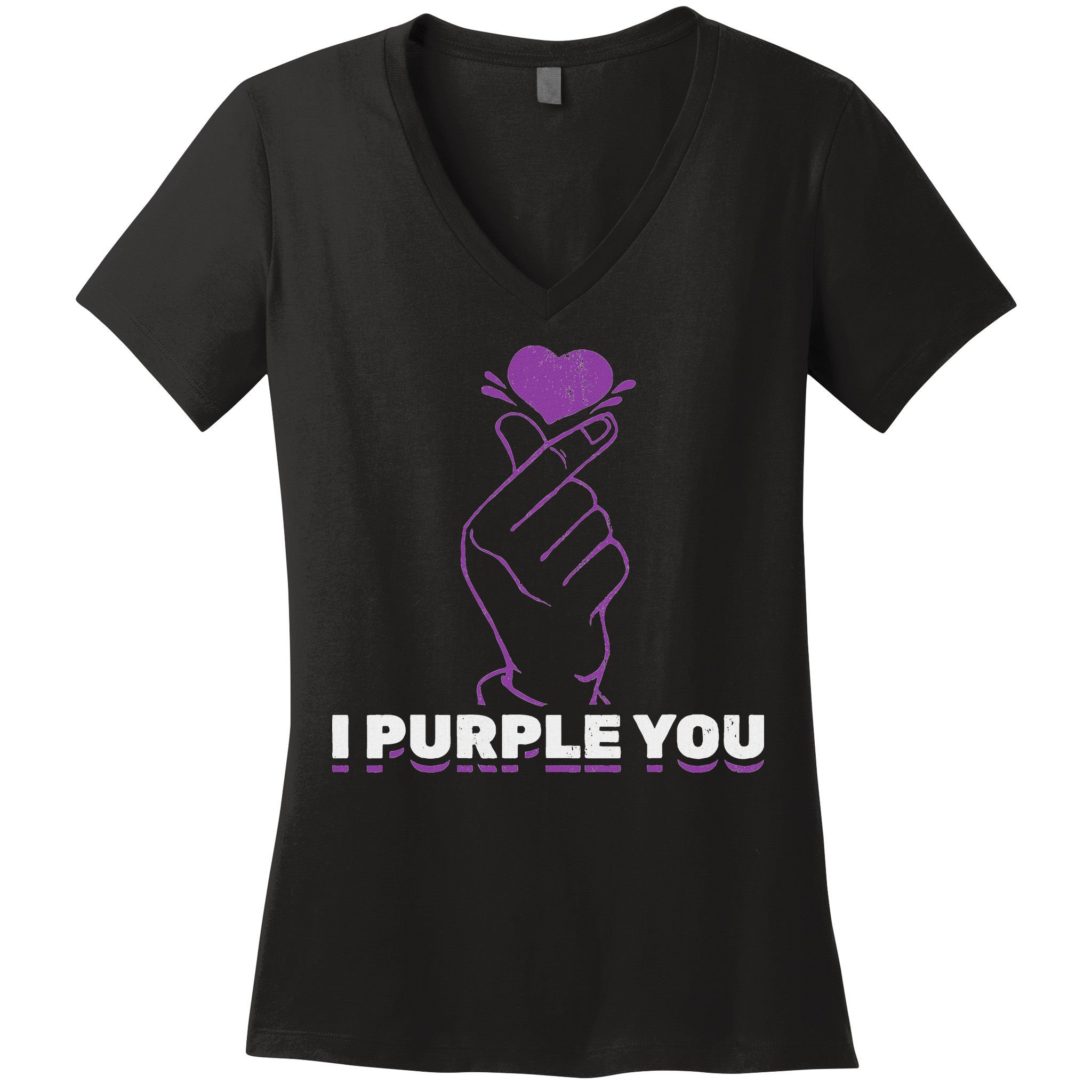 I Purple You Kdrama Korean Hand Symbol Kpop Women's V-Neck T-Shirt