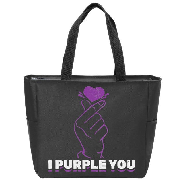 I Purple You Kdrama Korean Hand Symbol Kpop Zip Tote Bag