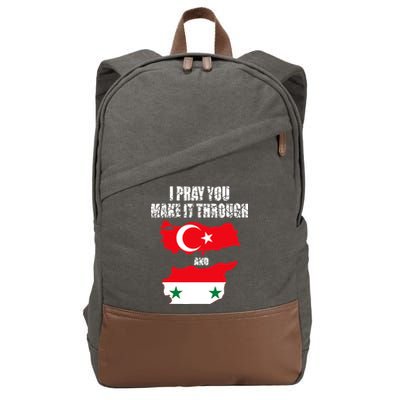 I Pray You Make It Through , Flag Turkey, Syria Cotton Canvas Backpack