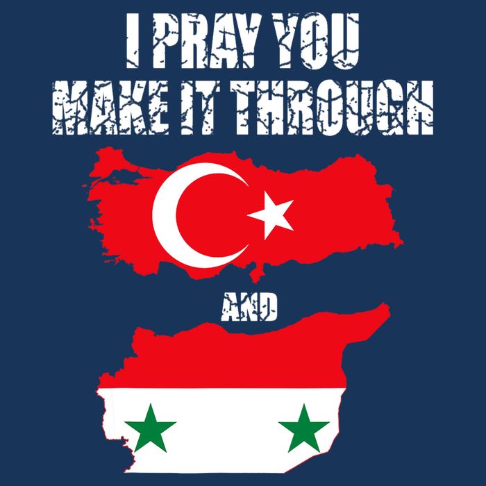I Pray You Make It Through , Flag Turkey, Syria 7 Panel Mesh Trucker Snapback Hat