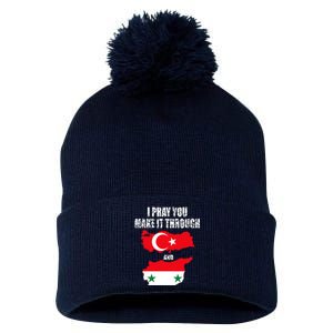 I Pray You Make It Through , Flag Turkey, Syria Pom Pom 12in Knit Beanie