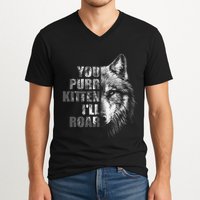 ILl Protect You Kitten No Matter What Funny Alpha Wolf Meme V-Neck T-Shirt