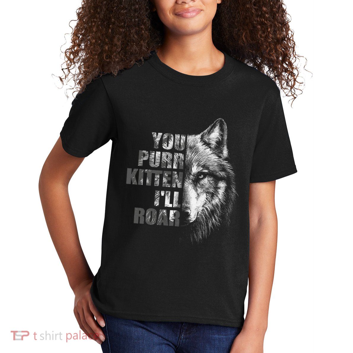 ILl Protect You Kitten No Matter What Funny Alpha Wolf Meme Kids T-Shirt