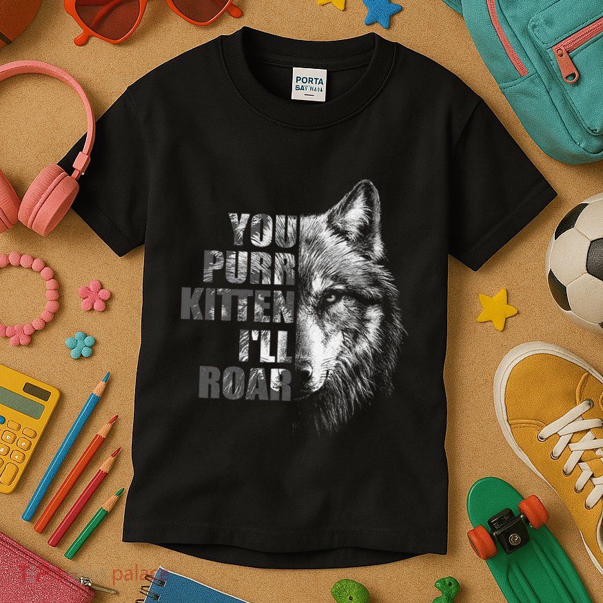 ILl Protect You Kitten No Matter What Funny Alpha Wolf Meme Kids T-Shirt