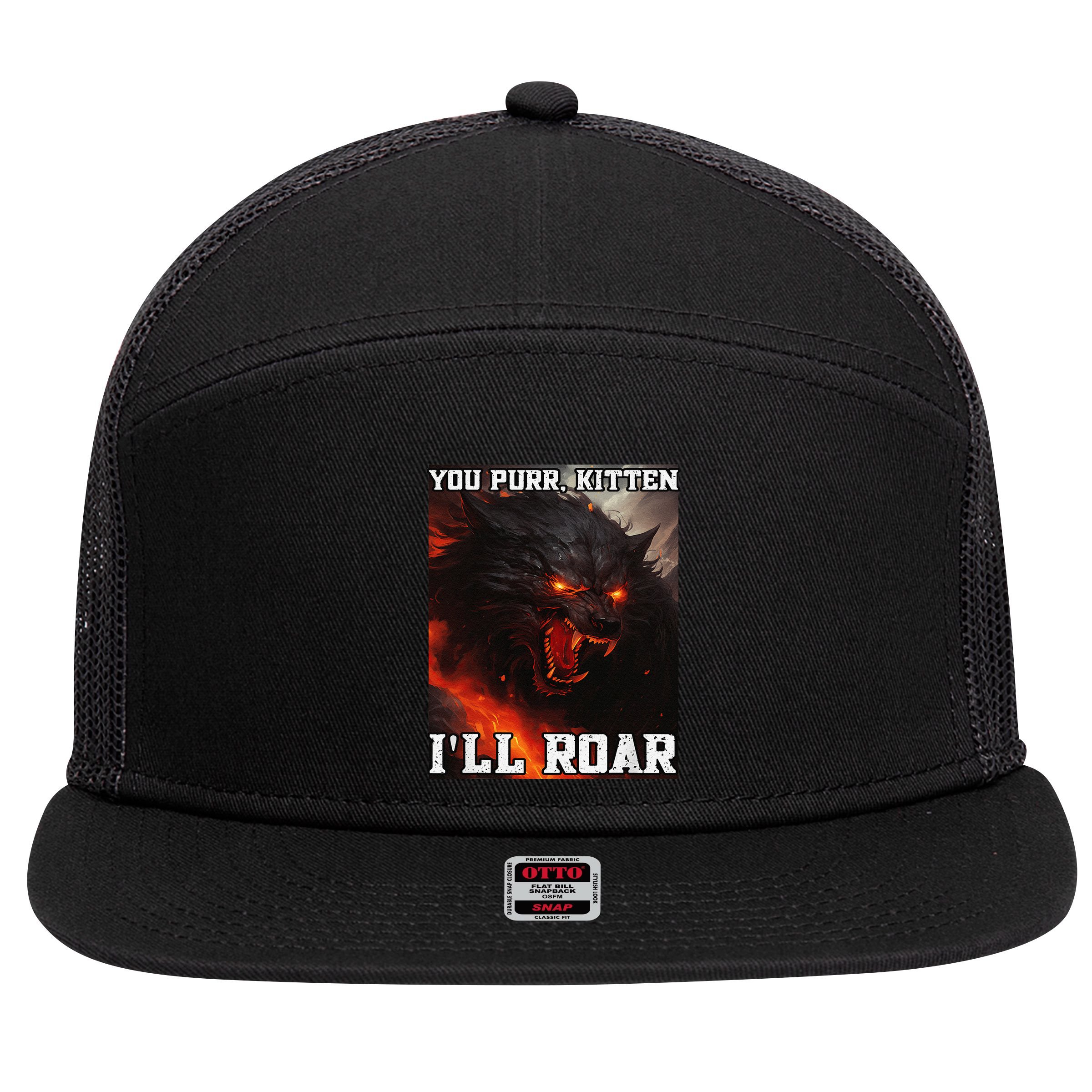 ILl Protect You Kitten No Matter What Funny Alpha Wolf Meme 7 Panel Mesh Trucker Snapback Hat