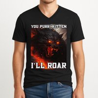 ILl Protect You Kitten No Matter What Funny Alpha Wolf Meme V-Neck T-Shirt