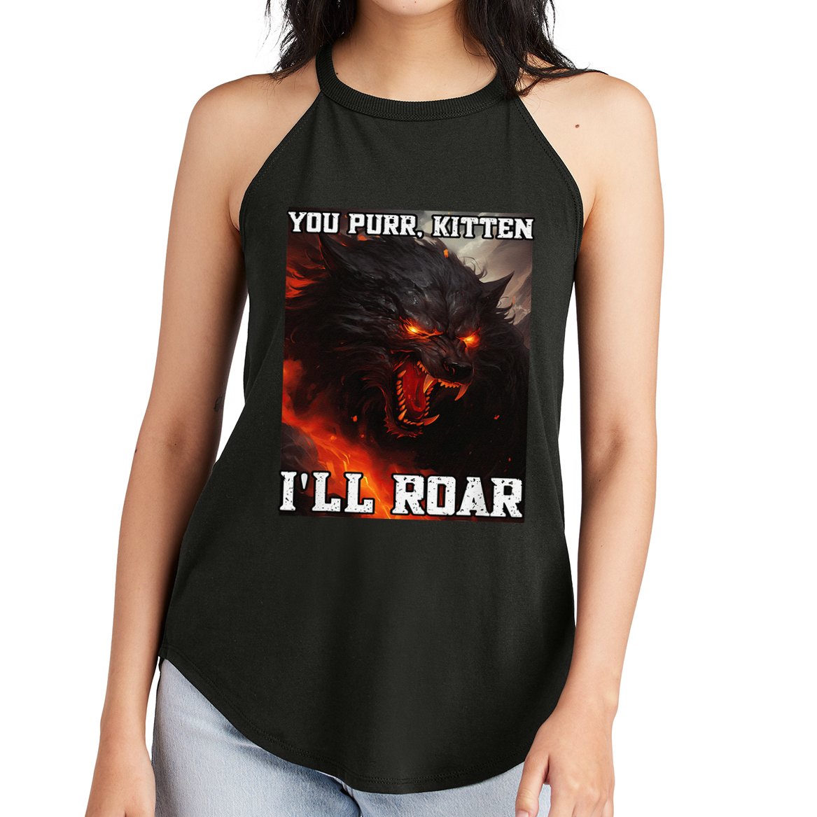 ILl Protect You Kitten No Matter What Funny Alpha Wolf Meme Women's Perfect Tri Rocker Tank