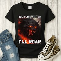 ILl Protect You Kitten No Matter What Funny Alpha Wolf Meme Womens T-Shirt