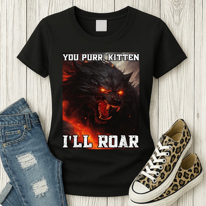 ILl Protect You Kitten No Matter What Funny Alpha Wolf Meme Womens T-Shirt
