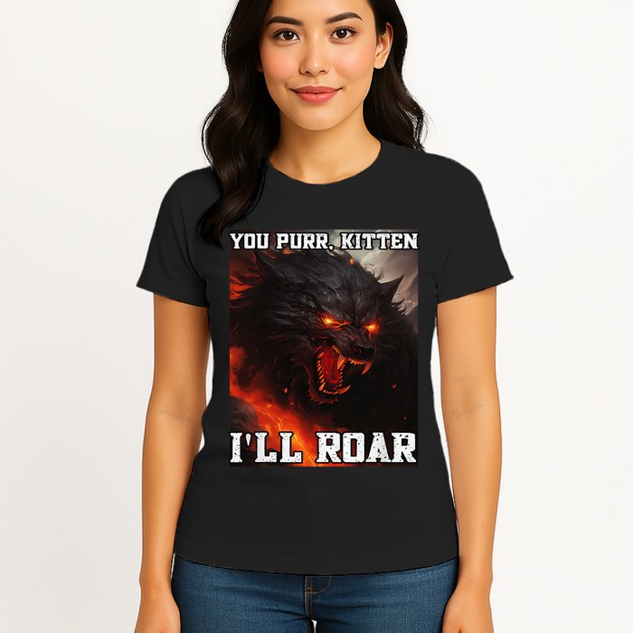 ILl Protect You Kitten No Matter What Funny Alpha Wolf Meme Womens T-Shirt