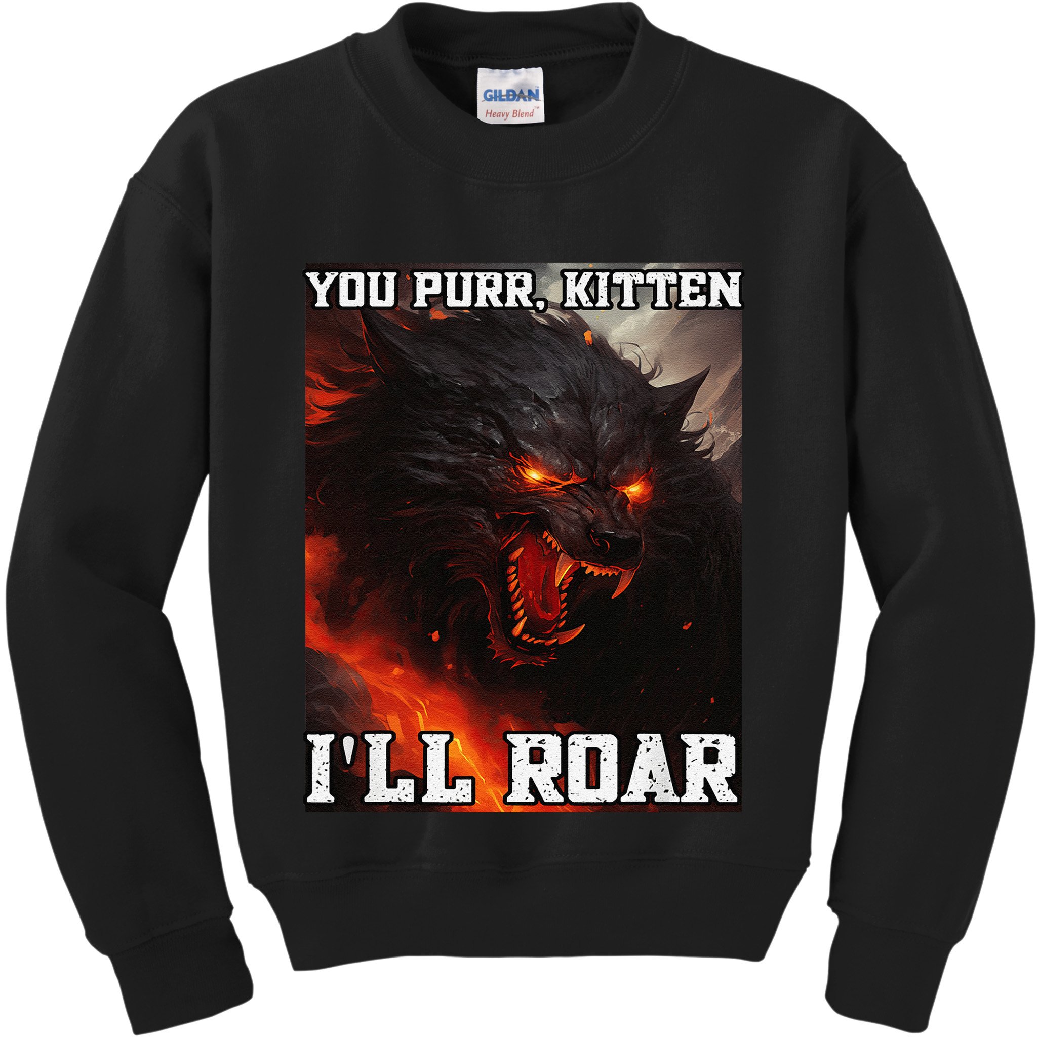 ILl Protect You Kitten No Matter What Funny Alpha Wolf Meme Kids Sweatshirt