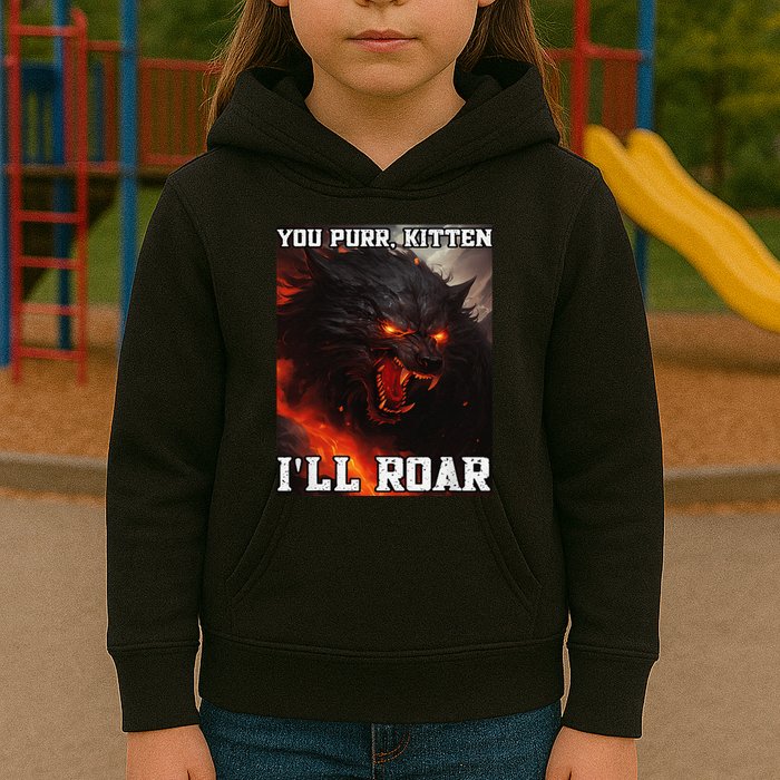 ILl Protect You Kitten No Matter What Funny Alpha Wolf Meme Kids Hoodie