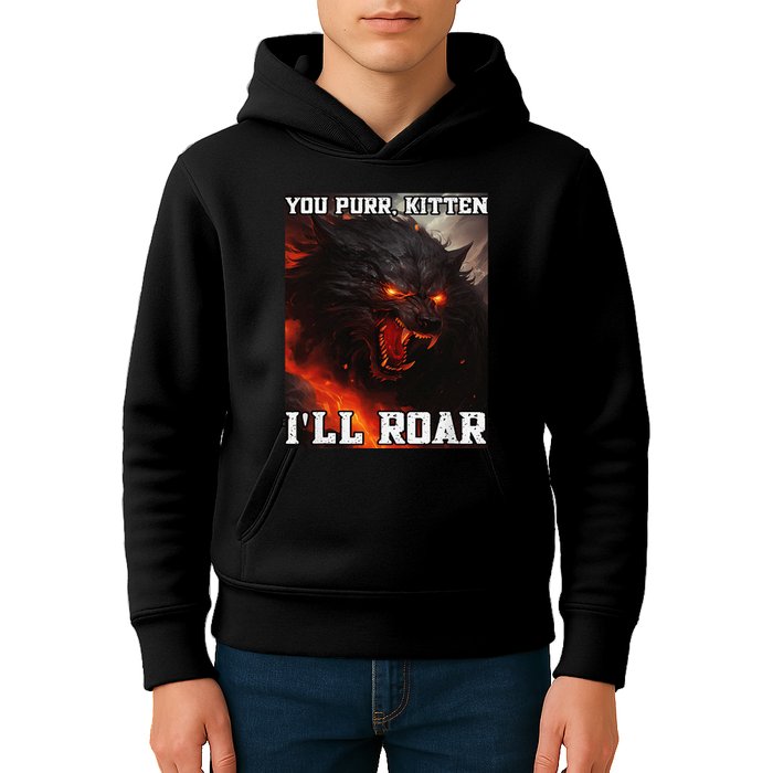 ILl Protect You Kitten No Matter What Funny Alpha Wolf Meme Kids Hoodie
