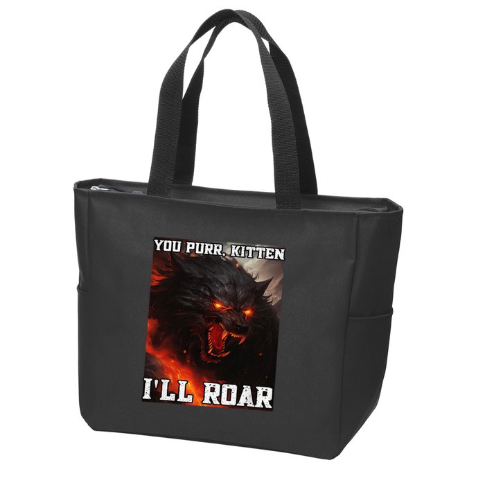 ILl Protect You Kitten No Matter What Funny Alpha Wolf Meme Zip Tote Bag