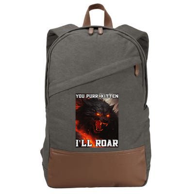 ILl Protect You Kitten No Matter What Funny Alpha Wolf Meme Cotton Canvas Backpack