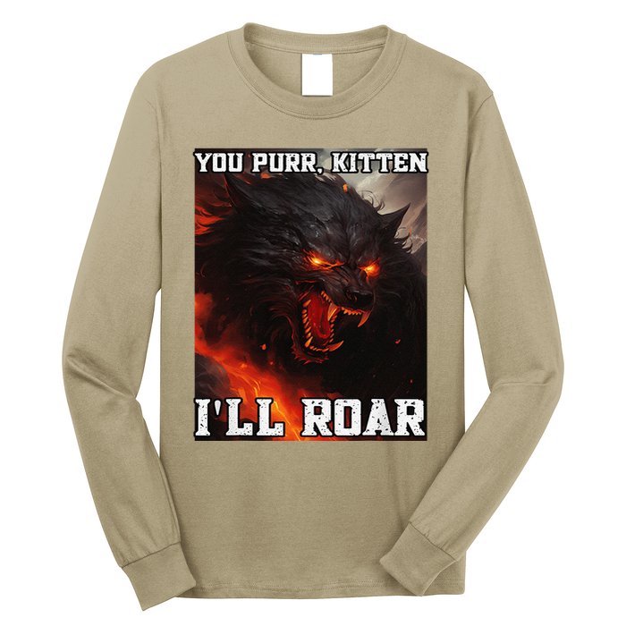 ILl Protect You Kitten No Matter What Funny Alpha Wolf Meme Long Sleeve Shirt
