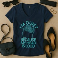 I'm Quiet Because My Head Is Loud Women's V-Neck T-Shirt