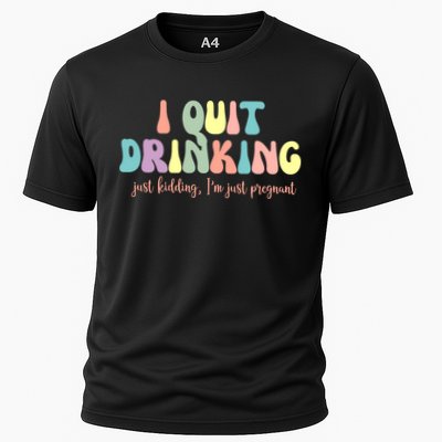 I Quit Drinking Just Kidding I'm Pregnant Funny Performance Shirt
