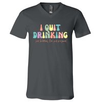 I Quit Drinking Just Kidding I'm Pregnant Funny V-Neck T-Shirt