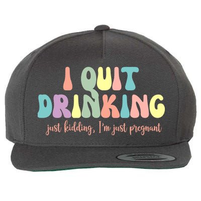 I Quit Drinking Just Kidding I'm Pregnant Funny Wool Snapback Cap
