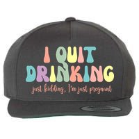 I Quit Drinking Just Kidding I'm Pregnant Funny Wool Snapback Cap