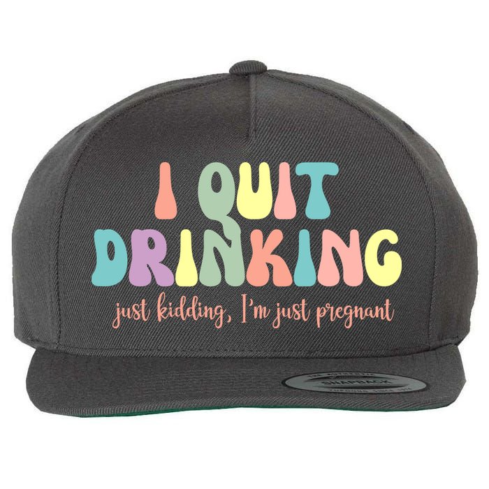 I Quit Drinking Just Kidding I'm Pregnant Funny Wool Snapback Cap