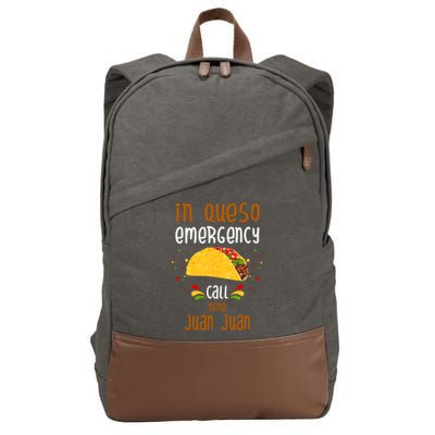 In Queso Emergency Call Nine Juan Juan Funny Mexican Cotton Canvas Backpack
