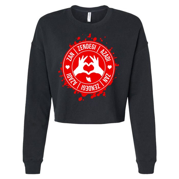 Iran Quote Free Iran | Zan Zendegi Azadi | Love Freedom Cropped Pullover Crew