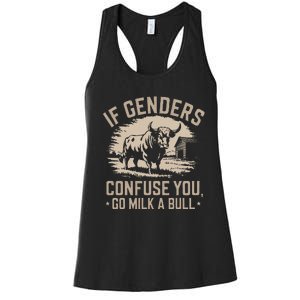 Ifunny Quote If Genders Confuse You Go Milk A Bull Women's Racerback Tank