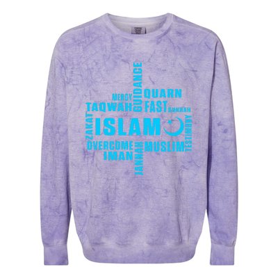 Islam Quran Mosque Muslim Islamic Religion Allah Eid Gift Colorblast Crewneck Sweatshirt