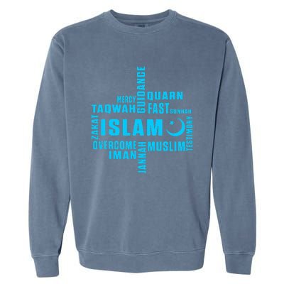 Islam Quran Mosque Muslim Islamic Religion Allah Eid Gift Garment-Dyed Sweatshirt