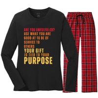 Inspirational Quote Purposes Saying Women's Long Sleeve Flannel Pajama Set 