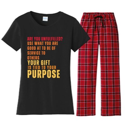 Inspirational Quote Purposes Saying Women's Flannel Pajama Set