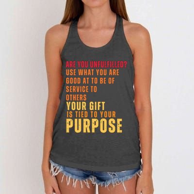 Inspirational Quote Purposes Saying Women's Knotted Racerback Tank