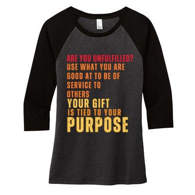 Inspirational Quote Purposes Saying Women's Tri-Blend 3/4-Sleeve Raglan Shirt