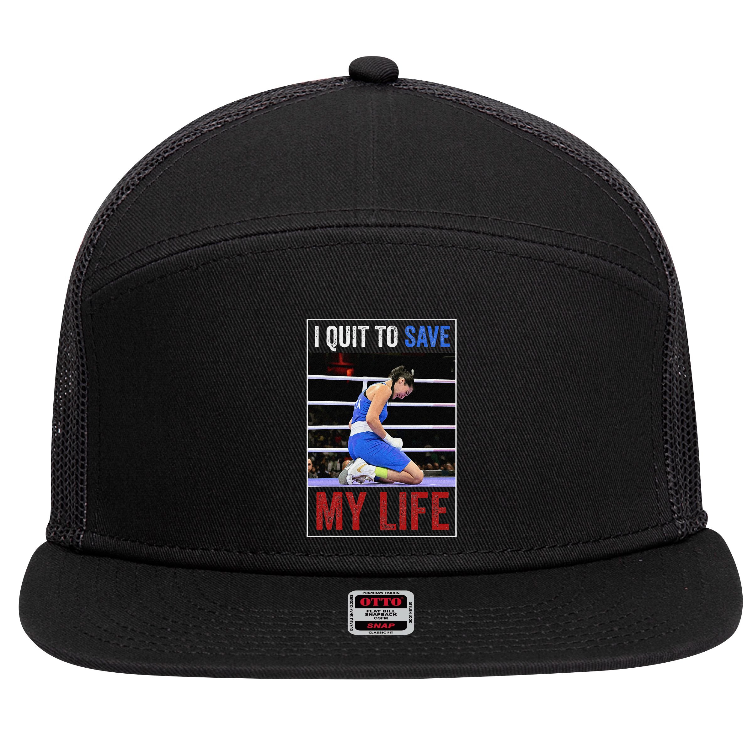 I Quit To Save My Life Carini Italian Boxer Women Boxing 7 Panel Mesh Trucker Snapback Hat